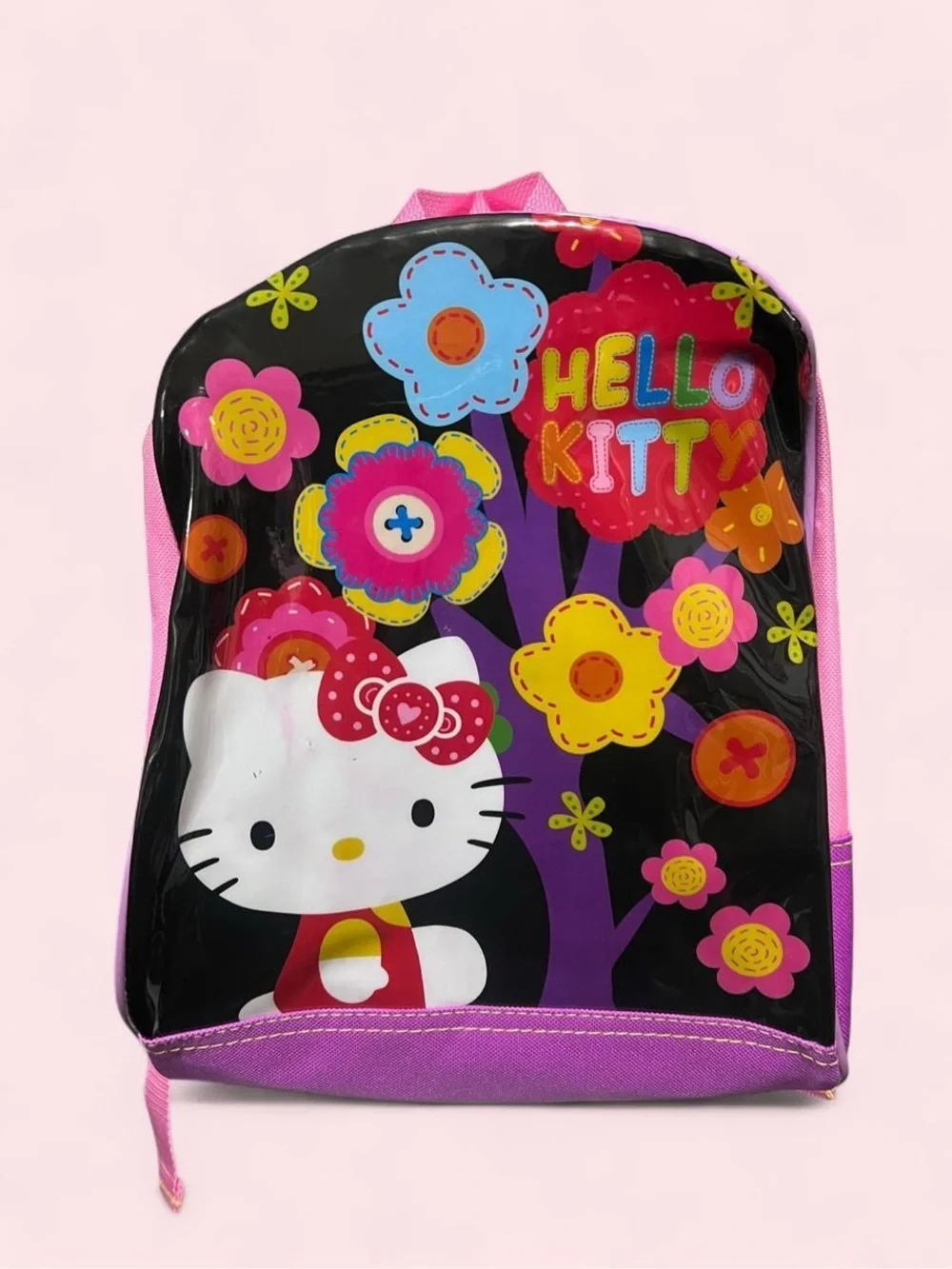 Hello Kitty Black, Pink & Purple Floral Kids Backpack